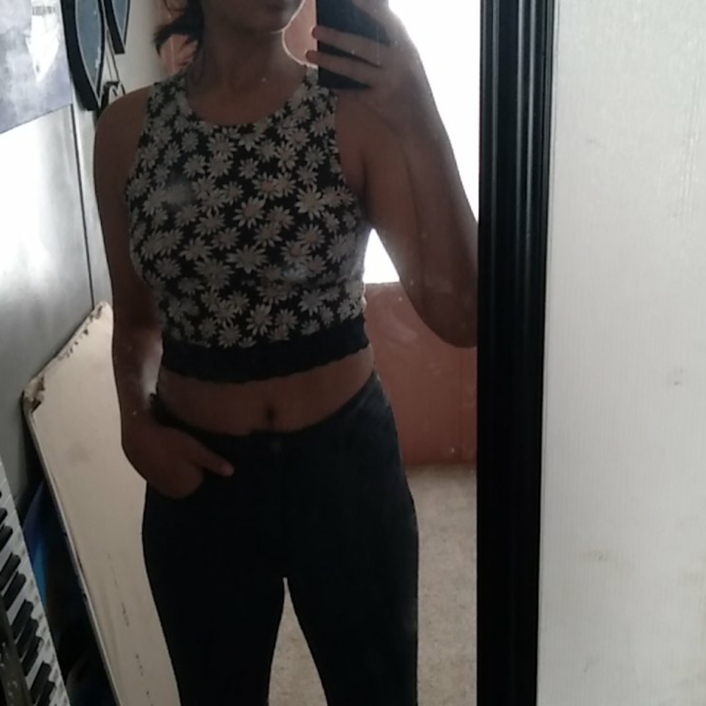 Floral Crop Shirt Sleeveless